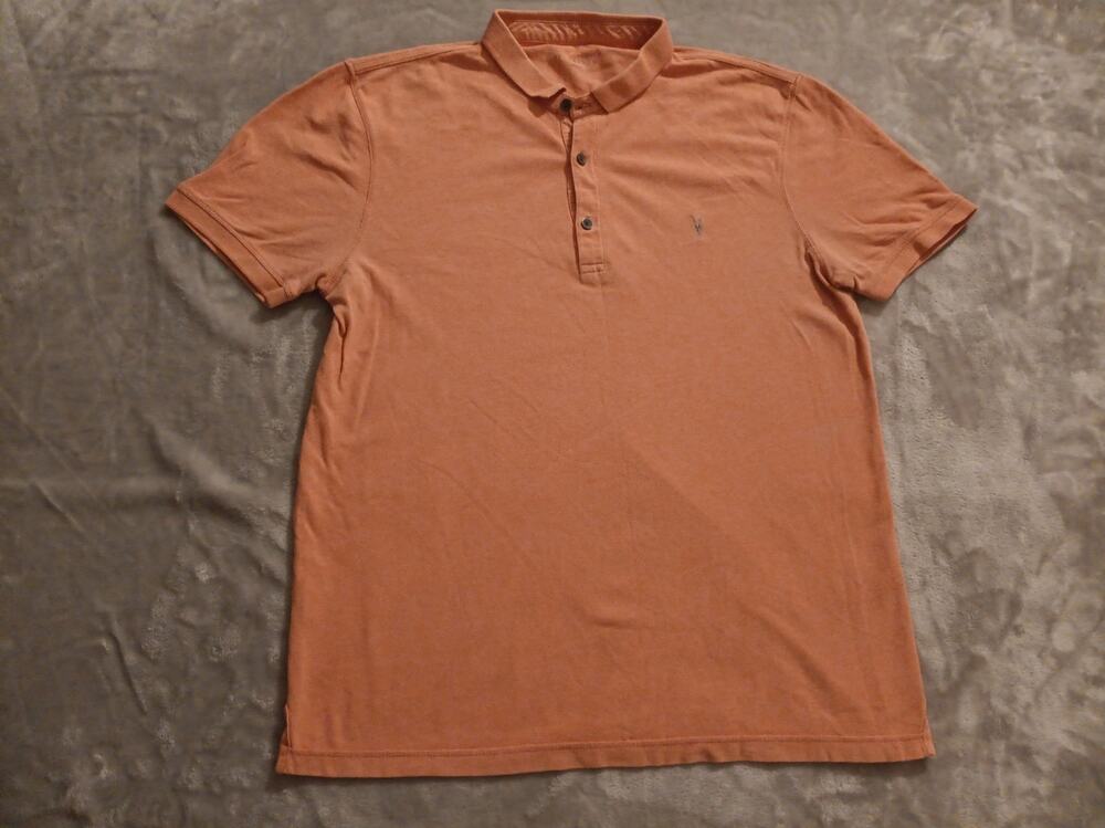 All Saints Polo Short Sleeve Shirt Mens Large Pink Preppy